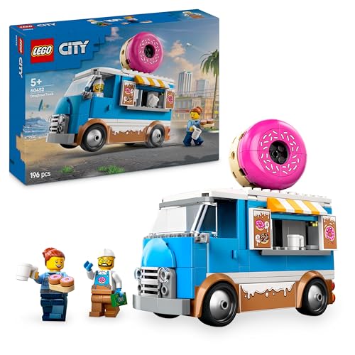 LEGO City Donut Truck - Spielzeug Foodtruck mit 2 Minifiguren Polizist - Bauspielzeug für Jungen und Mädchen ab 5 Jahren - Geschenkidee zum Geburtstag & für Feiertage 60452 - 1