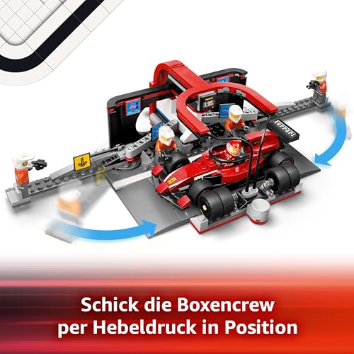 LEGO City F1 Boxenstopp mit Boxencrew und Ferrari Flitzer - Formel 1 Pit Stop Set mit 1 Rennfahrer und 4 Mechaniker Minifiguren - Spielzeug Rennauto für Jungen und Mädchen ab 6 Jahren - 60443 - 3