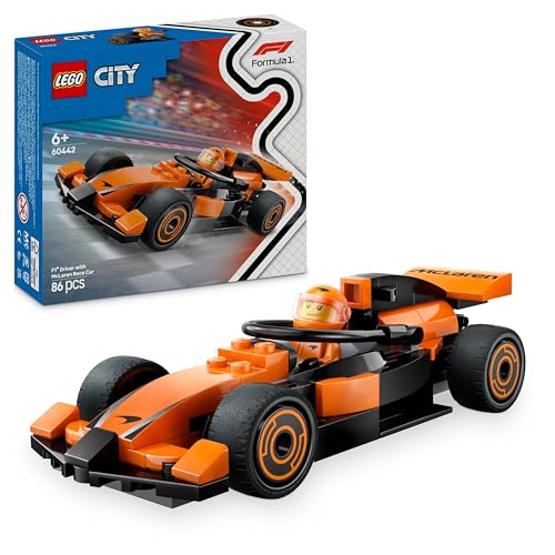 LEGO City F1 Rennfahrer mit McLaren Rennauto - Spielzeug Formel 1 Modell mit Rennwagen und Minifigur - Kleines Geschenk für Jungen und Mädchen ab 6 Jahren oder Motorsport Fans 60442 - 1