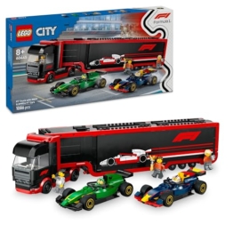 LEGO City F1 Transporter mit RB20 & AMR24 F1 Rennautos - Spielzeug Autotransporter für Red Bull & Aston Martin Formel 1 Teams - Inkl. 5 Minifiguren - Geschenk für Jungen & Mädchen ab 8 Jahren 60445 - 1