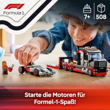 LEGO City F1 Truck mit Audi F1 Rennwagen - Spielzeug Modellbau mit 3 Minifiguren und Fahrzeug Hebefunktion - Geschenkidee für Jungen ab 7 Jahren und Motorsportfans - 60493 - 3