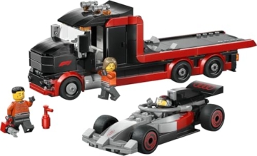 LEGO City F1 Truck mit Audi F1 Rennwagen - Spielzeug Modellbau mit 3 Minifiguren und Fahrzeug Hebefunktion - Geschenkidee für Jungen ab 7 Jahren und Motorsportfans - 60493 - 10