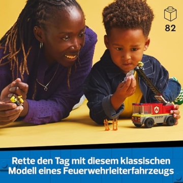 LEGO City Feuerwehrleiterfahrzeug - Feuerwehrauto Spielzeug mit 2 Feuerwehrmann Minifiguren für Jungen und Mädchen ab 4 Jahren - Lernspielzeug - Geschenk für Vorschulkinder 60463 - 2