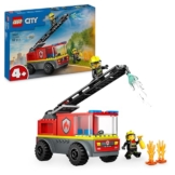 LEGO City Feuerwehrleiterfahrzeug - Feuerwehrauto Spielzeug mit 2 Feuerwehrmann Minifiguren für Jungen und Mädchen ab 4 Jahren - Lernspielzeug - Geschenk für Vorschulkinder 60463 - 1