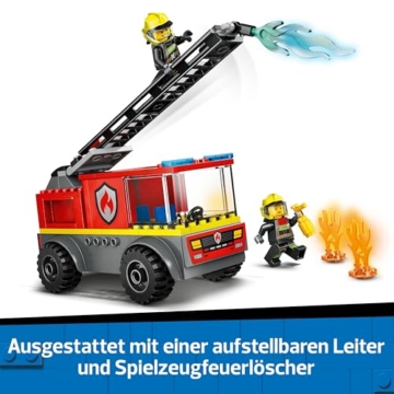LEGO City Feuerwehrleiterfahrzeug - Feuerwehrauto Spielzeug mit 2 Feuerwehrmann Minifiguren für Jungen und Mädchen ab 4 Jahren - Lernspielzeug - Geschenk für Vorschulkinder 60463 - 5