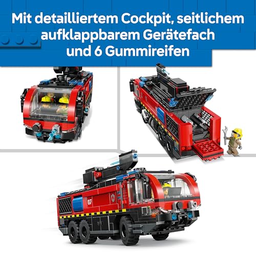 LEGO City Flughafenlöschfahrzeug - Spielzeug Einsatzfahrzeug - Modellbau mit 4 Feuerwehr Minifiguren - Geburtstagsgeschenk für Jungen ab 7 Jahren und Technikfans - 60499 - 3