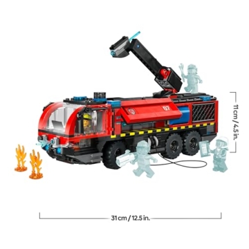 LEGO City Flughafenlöschfahrzeug - Spielzeug Einsatzfahrzeug - Modellbau mit 4 Feuerwehr Minifiguren - Geburtstagsgeschenk für Jungen ab 7 Jahren und Technikfans - 60499 - 8