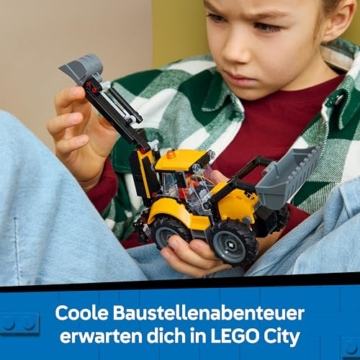 LEGO City Gelber Baggerlader - Baufahrzeug Spielzeug - Traktor mit 2 Minifiguren, funktionierender Frontschaufel und Heckbagger - Geburtstagsgeschenk für Jungen ab 7 Jahren - 60480 - 7