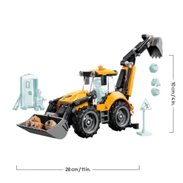 LEGO City Gelber Baggerlader - Baufahrzeug Spielzeug - Traktor mit 2 Minifiguren, funktionierender Frontschaufel und Heckbagger - Geburtstagsgeschenk für Jungen ab 7 Jahren - 60480 - 8