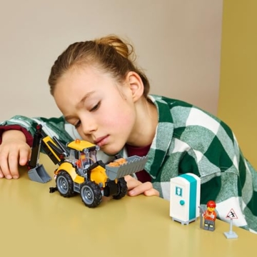 LEGO City Gelber Baggerlader - Baufahrzeug Spielzeug - Traktor mit 2 Minifiguren, funktionierender Frontschaufel und Heckbagger - Geburtstagsgeschenk für Jungen ab 7 Jahren - 60480 - 9
