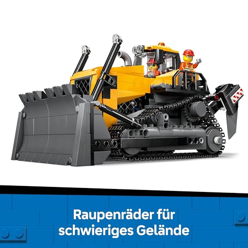 LEGO City Gelber Bulldozer Set – Spielzeugbaustelle, BAU- und Spielset – wirklichkeitsgetreue Baumaschine mit Fahrer und 2 Bauarbeitern – Geschenkidee für Kinder ab 8 Jahren – 60466 - 3