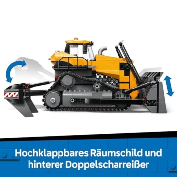 LEGO City Gelber Bulldozer Set – Spielzeugbaustelle, BAU- und Spielset – wirklichkeitsgetreue Baumaschine mit Fahrer und 2 Bauarbeitern – Geschenkidee für Kinder ab 8 Jahren – 60466 - 4
