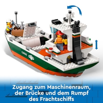 LEGO City Hafen mit Frachtschiff, Bauspielzeug für Jungen und Mädchen ab 8 Jahren, Geschenkidee für Kinder, Containerkran, Schiff-Spielzeug und 8 Minifiguren 60422 - 3