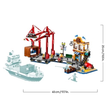 LEGO City Hafen mit Frachtschiff, Bauspielzeug für Jungen und Mädchen ab 8 Jahren, Geschenkidee für Kinder, Containerkran, Schiff-Spielzeug und 8 Minifiguren 60422 - 8