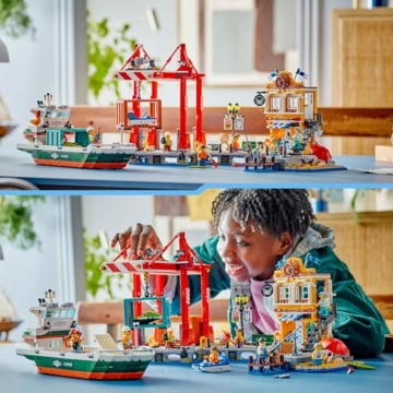 LEGO City Hafen mit Frachtschiff, Bauspielzeug für Jungen und Mädchen ab 8 Jahren, Geschenkidee für Kinder, Containerkran, Schiff-Spielzeug und 8 Minifiguren 60422 - 9