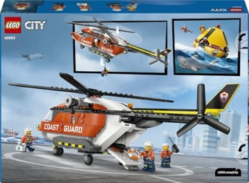 LEGO City Hubschrauber der Küstenwache - Spielzeug Einsatzfahrzeug - Modellbau mit Schiebetüren, Winde, 4 Minifiguren und Hai Figur - Geburtstagsgeschenk für Jungen ab 7 Jahren - 60503 - 12