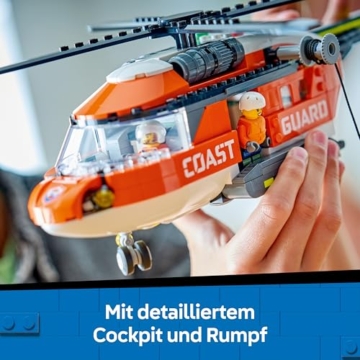 LEGO City Hubschrauber der Küstenwache - Spielzeug Einsatzfahrzeug - Modellbau mit Schiebetüren, Winde, 4 Minifiguren und Hai Figur - Geburtstagsgeschenk für Jungen ab 7 Jahren - 60503 - 4
