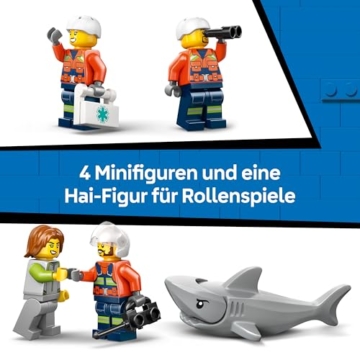 LEGO City Hubschrauber der Küstenwache - Spielzeug Einsatzfahrzeug - Modellbau mit Schiebetüren, Winde, 4 Minifiguren und Hai Figur - Geburtstagsgeschenk für Jungen ab 7 Jahren - 60503 - 6