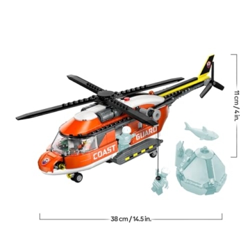 LEGO City Hubschrauber der Küstenwache - Spielzeug Einsatzfahrzeug - Modellbau mit Schiebetüren, Winde, 4 Minifiguren und Hai Figur - Geburtstagsgeschenk für Jungen ab 7 Jahren - 60503 - 8