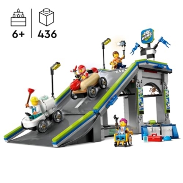 LEGO City Keine Limits: Seifenkistenrennen mit Rampe - Bauspielzeug für Jungen und Mädchen ab 6 Jahren - Set mit 2 Seifenkisten & 4 Rennfahrer Minifiguren - Geschenkidee für Kinder 60460 - 2