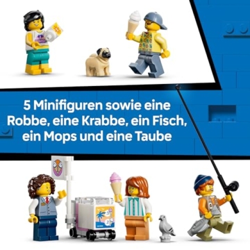 LEGO City Klassische Strandstraßenbahn Spielzeug - Modellbau mit Schienenstrecke, Straßenszene, 5 Minifiguren und 5 Tierfiguren - Geburtstagsgeschenk für Jungen ab 7 Jahren - 60506 - 7