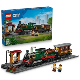 LEGO City Klassischer Dampfzug Spielzeug - STEM Modellbausatz - Set mit Bahnhof, Schienen, Führerstand Steuerung, Haltesignal und 5 Minifiguren - Geburtstagsgeschenk für Jungen ab 7 Jahren - 60511 - 1