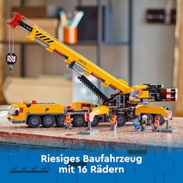 LEGO City Mobiler Baukran, Bauspielzeug für Jungen und Mädchen, Geschenk für kreative Kinder, ausfahrbarer Langer Ausleger, 4 Bauarbeiter-Minifiguren für Rollenspiele 60409 - 3
