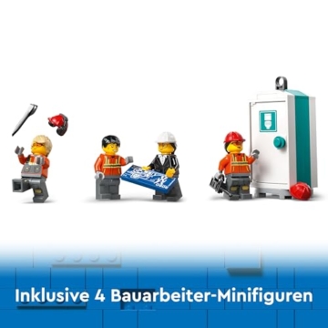 LEGO City Mobiler Baukran, Bauspielzeug für Jungen und Mädchen, Geschenk für kreative Kinder, ausfahrbarer Langer Ausleger, 4 Bauarbeiter-Minifiguren für Rollenspiele 60409 - 6