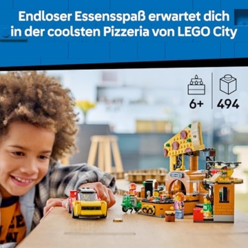 LEGO City Pizza-Liefererlebnis mit Fahrzeugen - inkl. Spielzeugauto, Roller, Drohne, Arcade-Automat und 4 Minifiguren - Geburtstagsgeschenk für Jungen ab 6 Jahren - 60496 - 3