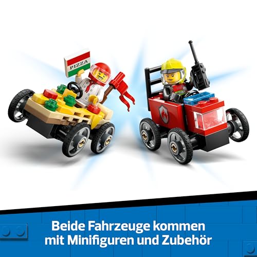 LEGO City Pizzalieferwagen vs. Löschauto - Seifenkisten Spielzeug für Mädchen und Jungen ab 5 Jahren - Bauset mit 2 Fahrer Minifiguren - Geschenk zum Geburtstag & für die Feiertage 60458 - 3