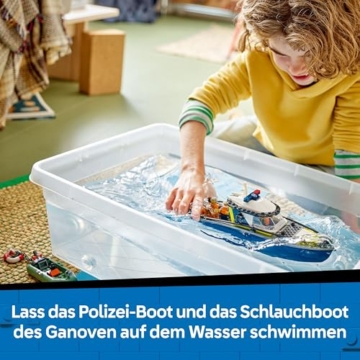 LEGO City Police Boat Chase Set - incl. 2 Boat Toys, 3 Minifigures & a Shark Animal Figure - Gift for 6+ Year Old Boys & Girls - 60456 - 3