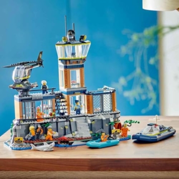LEGO City Police Prison Island Toy for 7 Plus Year Old Boys, Girls & Kids, Emergency Vehicles Set with Helicopter, Boat, 7 Minifigures, Dog & Shark Figures for Imaginative Play, Birthday Gift 60419 - 2