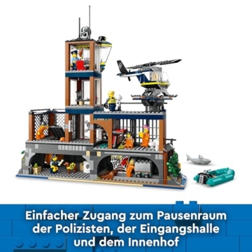 LEGO City Police Prison Island Toy for 7 Plus Year Old Boys, Girls & Kids, Emergency Vehicles Set with Helicopter, Boat, 7 Minifigures, Dog & Shark Figures for Imaginative Play, Birthday Gift 60419 - 4