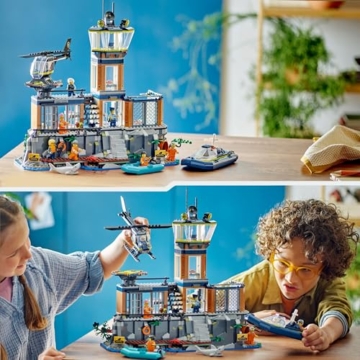 LEGO City Police Prison Island Toy for 7 Plus Year Old Boys, Girls & Kids, Emergency Vehicles Set with Helicopter, Boat, 7 Minifigures, Dog & Shark Figures for Imaginative Play, Birthday Gift 60419 - 9