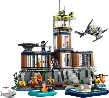 LEGO City Police Prison Island Toy for 7 Plus Year Old Boys, Girls & Kids, Emergency Vehicles Set with Helicopter, Boat, 7 Minifigures, Dog & Shark Figures for Imaginative Play, Birthday Gift 60419 - 10