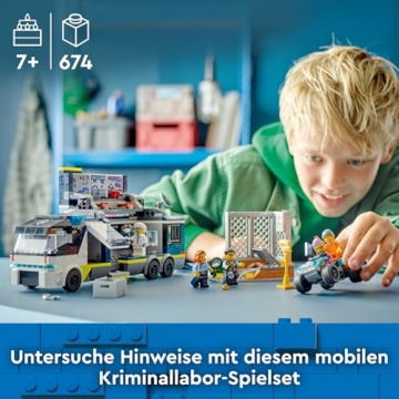 LEGO City Polizeitruck mit Labor, Polizei-Set mit Quad und LKW-Spielzeug für Kinder, Geschenk für Jungs und Mädchen ab 7 Jahre, plus 5 Minifiguren – 2 Polizisten, 1 Wissenschaftler und 2 Ganoven 60418 - 3
