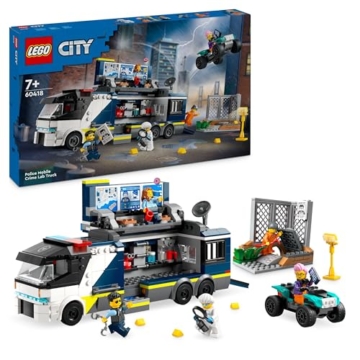 LEGO City Polizeitruck mit Labor, Polizei-Set mit Quad und LKW-Spielzeug für Kinder, Geschenk für Jungs und Mädchen ab 7 Jahre, plus 5 Minifiguren – 2 Polizisten, 1 Wissenschaftler und 2 Ganoven 60418 - 1