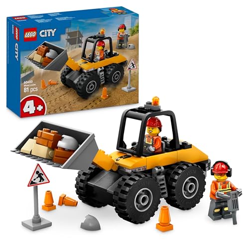 LEGO City Radlader - Spielzeugbagger für Kleinkinder, Mädchen und Jungen ab 4 Jahren - Fahrzeug Spielset - Montessori Geschenkideen für die Vorschule - Set mit 2 Bauarbeiter Minifiguren 60450 - 1