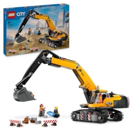 LEGO City Raupenbagger, Spielzeugbagger für Kinder ab 8 Jahren, Bauspielzeug mit Bagger-Modell, baubarer LKW mit Zubehör und 3 Minifiguren 60420 - 1