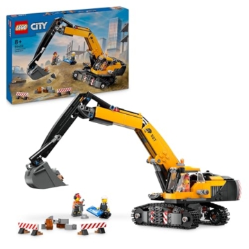 LEGO City Raupenbagger, Spielzeugbagger für Kinder ab 8 Jahren, Bauspielzeug mit Bagger-Modell, baubarer LKW mit Zubehör und 3 Minifiguren 60420 - 1