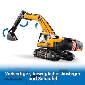 LEGO City Raupenbagger, Spielzeugbagger für Kinder ab 8 Jahren, Bauspielzeug mit Bagger-Modell, baubarer LKW mit Zubehör und 3 Minifiguren 60420 - 5