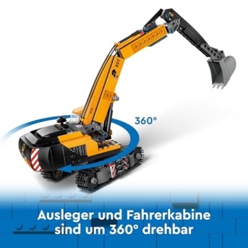 LEGO City Raupenbagger, Spielzeugbagger für Kinder ab 8 Jahren, Bauspielzeug mit Bagger-Modell, baubarer LKW mit Zubehör und 3 Minifiguren 60420 - 6