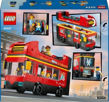 LEGO City Red Double-Decker Sightseeing Bus Toy, Red Vehicle for 7 Plus Year Old Boys & Girls, Creative Set with 5 Minifigures Including a Baby and Buggy, Birthday Gift Idea 60407 - 13