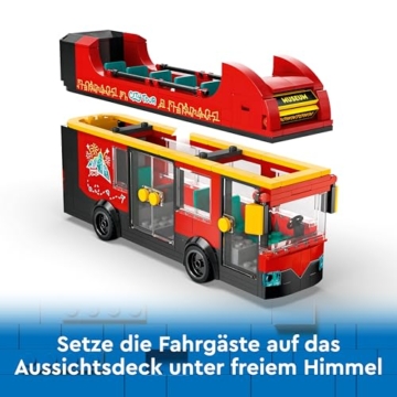 LEGO City Red Double-Decker Sightseeing Bus Toy, Red Vehicle for 7 Plus Year Old Boys & Girls, Creative Set with 5 Minifigures Including a Baby and Buggy, Birthday Gift Idea 60407 - 4