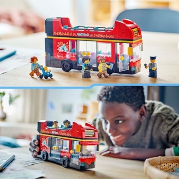 LEGO City Red Double-Decker Sightseeing Bus Toy, Red Vehicle for 7 Plus Year Old Boys & Girls, Creative Set with 5 Minifigures Including a Baby and Buggy, Birthday Gift Idea 60407 - 10