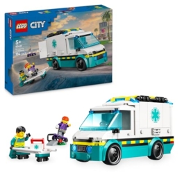 LEGO City Rettungswagen - Spielzeug mit 2 Minifiguren (Skateboarder und Fahrer) - Lernspielzeug für Jungen und Mädchen ab 5 Jahren - Geschenkideen zum Geburtstag und für die Feiertage 60451 - 1