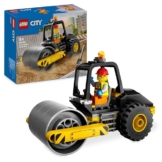 LEGO City Straßenwalze, Baustellenfahrzeug für Kinder ab 5 Jahren, Dampfwalze-Spielzeug mit Bauarbeiter-Minifigur, fantasievolles Spielerlebnis für Jungs und Mädchen, kleines, lustiges Geschenk 60401 - 1