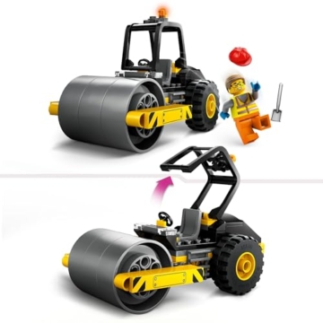 LEGO City Straßenwalze, Baustellenfahrzeug für Kinder ab 5 Jahren, Dampfwalze-Spielzeug mit Bauarbeiter-Minifigur, fantasievolles Spielerlebnis für Jungs und Mädchen, kleines, lustiges Geschenk 60401 - 3
