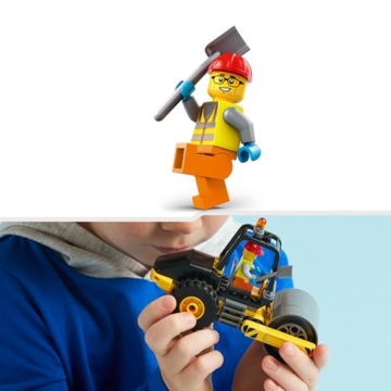 LEGO City Straßenwalze, Baustellenfahrzeug für Kinder ab 5 Jahren, Dampfwalze-Spielzeug mit Bauarbeiter-Minifigur, fantasievolles Spielerlebnis für Jungs und Mädchen, kleines, lustiges Geschenk 60401 - 4