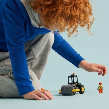 LEGO City Straßenwalze, Baustellenfahrzeug für Kinder ab 5 Jahren, Dampfwalze-Spielzeug mit Bauarbeiter-Minifigur, fantasievolles Spielerlebnis für Jungs und Mädchen, kleines, lustiges Geschenk 60401 - 7